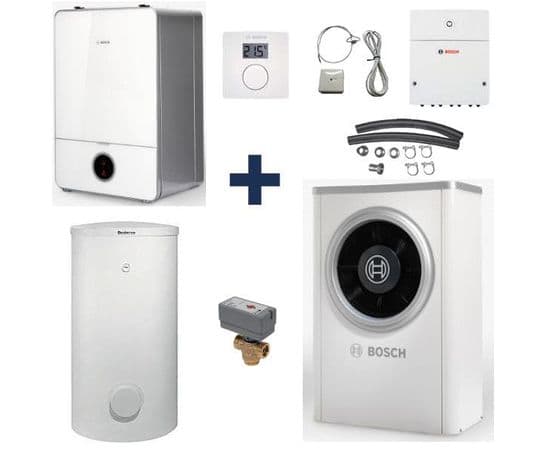 Пакетное предложение Bosch Logapak Compress 7000 AWE/AWB с воздушно-водяным тепловым насосом и баком водонагревателем, image 